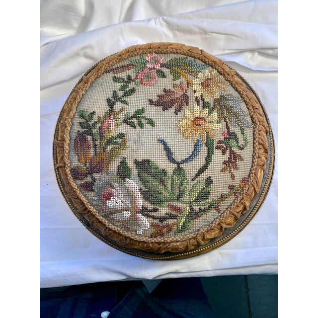Victorian Late 19th Century Antique, English, Victorian, Hand - Beaded Footstool For Sale - Image 3 of 8