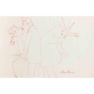 Mino Maccari, Love and Envy, 1936, Watercolor For Sale