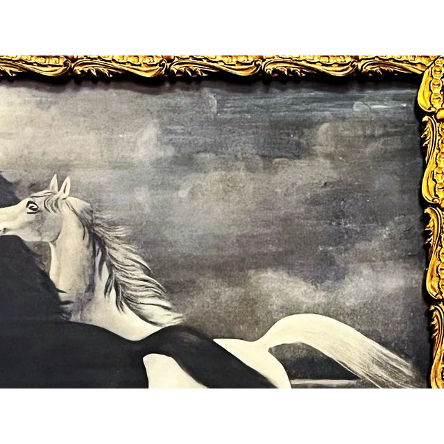 Antique 'Spirited Horses' Chromolithograph by Leroy With French