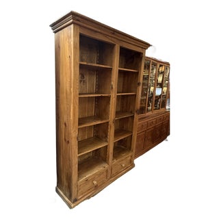 Cottage Home Old Pine Double Library Bookcase For Sale