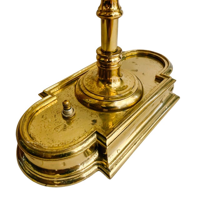 Vintage French Neoclassical Brass Three-Light Bouillotte Lamp With Black Tole Shade For Sale In San Diego - Image 6 of 9