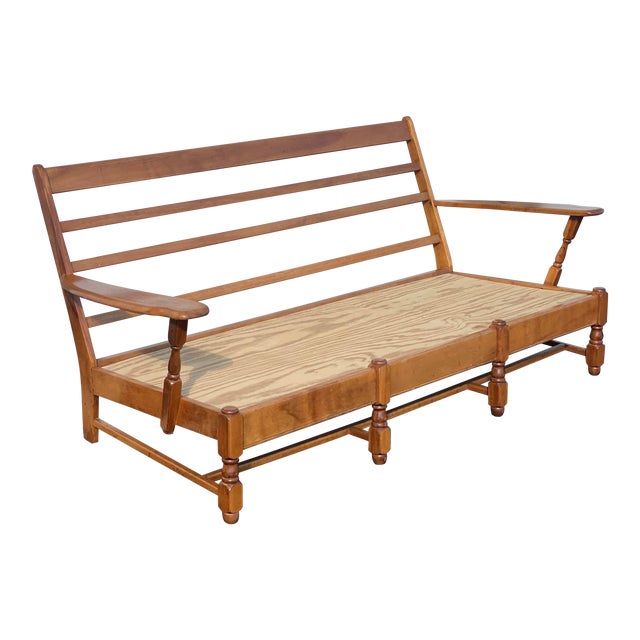 Heywood Wakefield Solid Maple Paddle Arm Sofa Chairish