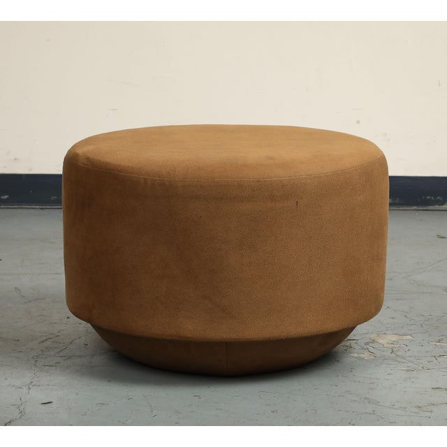 Contemporary Round Brown Suede Ottomans For Sale - Image 4 of 18