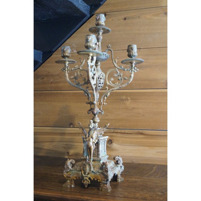 Early 20th Century Early 20th Century French Bronze Gothic Candelabra For Sale - Image 5 of 13