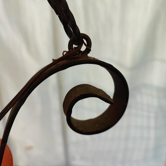 Orange Vintage Orange Glass and Metal Pendant Light, 1950s For Sale - Image 8 of 9