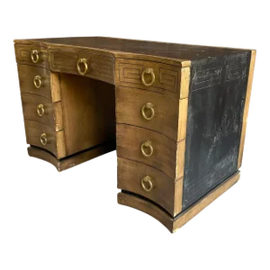 Mid 20th Century Greek Key Leather Top Desk Appears to Be by Parzinger