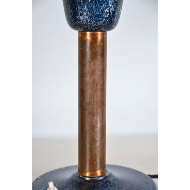Blue Industrial Blue Mushroom Desk Light in Aluminium and Copper, Germany, 1950s For Sale - Image 8 of 16