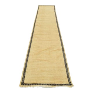 Bokhara Runner 3’4” X 14’8” Beige Wool Hand-Knotted Oriental Rug For Sale