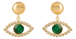Emerald Harmony Eye Earrings, A Pair