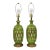 Vintage Mid Century Modern Green Lava Glazed Ceramic Pierced Table Lamps - Pair For Sale
