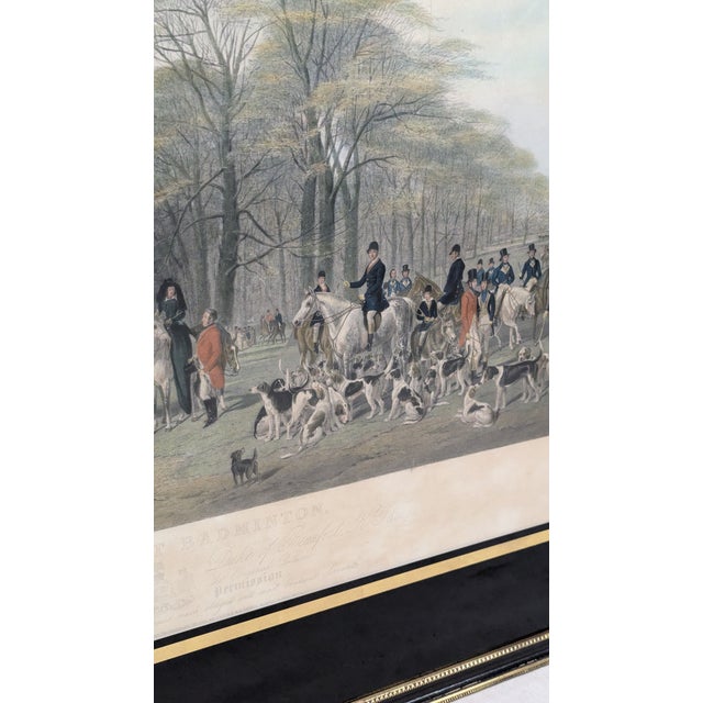 1847 Victorian English Sporting Hand-Colored Engraving by William Giller After William and Henry Barraud, "The Meet at Badminton", Framed For Sale In San Francisco - Image 6 of 8