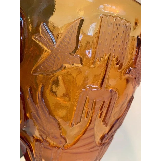 2020s Contemporary Italian Amber Cristal Handmade Cut Vase For Sale - Image 5 of 6