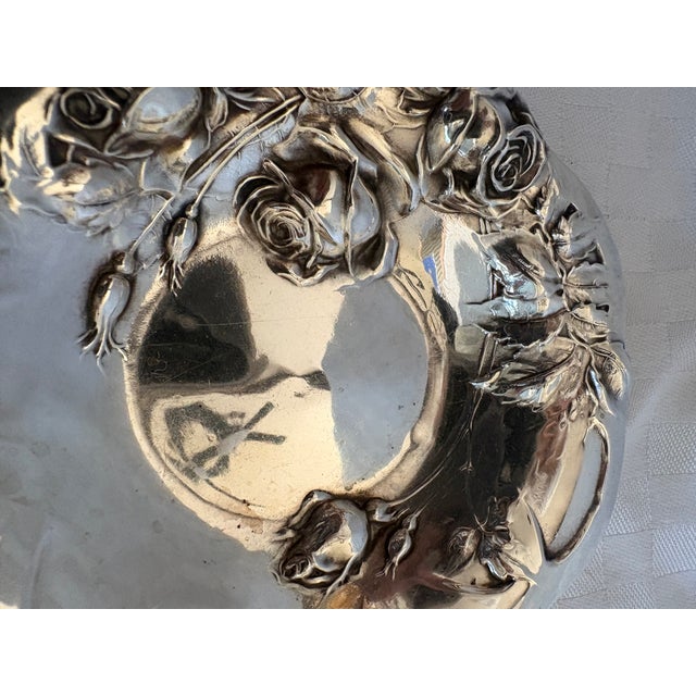 Late 19th Century Small Art Nouveau Sterling Silver Repousse Dish For Sale - Image 4 of 12