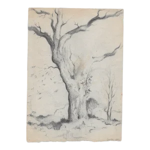 Antique Lawrence Nelson Wilbur Landscape Drawing