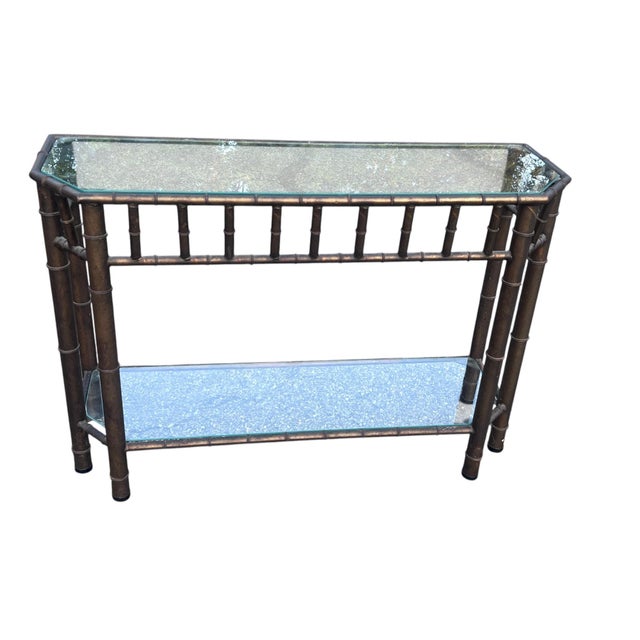 Late 20th Century Faux Bamboo Metal Console For Sale - Image 9 of 14