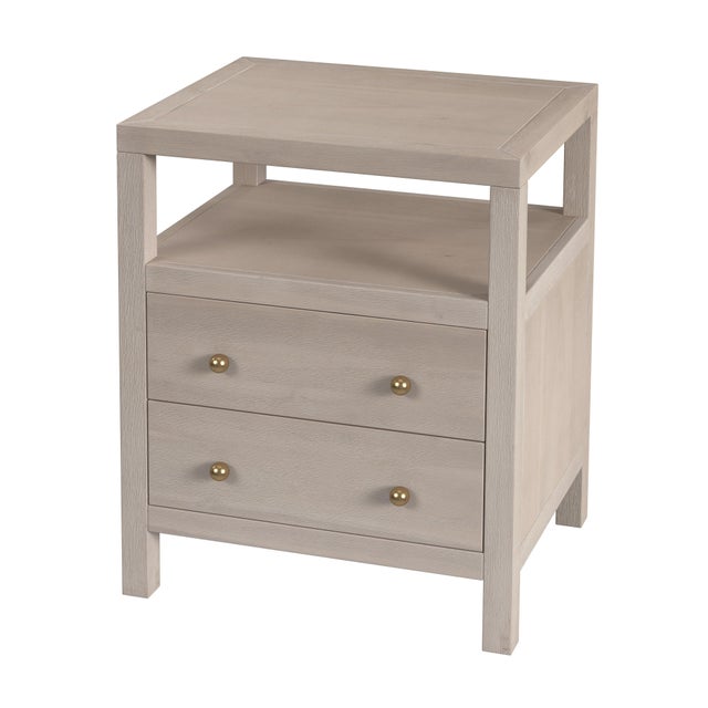 Beige Nora 21 in. W Rectangular Wood 2 Drawer Nightstand with Open Shelf, Antique Taupe For Sale - Image 8 of 8