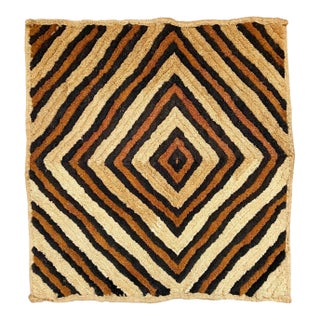 Vintage Tribal Kuba Raffia Grass Textile Fabric For Sale