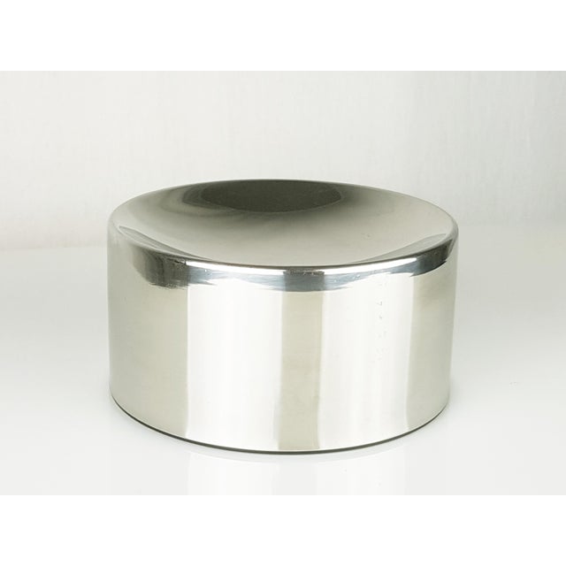 steel table ashtray with black plastic base designed by emma gismondi schweinberger for Artemide in 1960s. Good condition:...