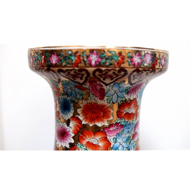 Ceramic Vintage 1920s "Thousand Flowers" Parcel Gilt Rouleau Vase For Sale - Image 7 of 9