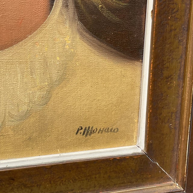 Wood Vintage Boho Original Oil Portrait on Canvas For Sale - Image 7 of 8