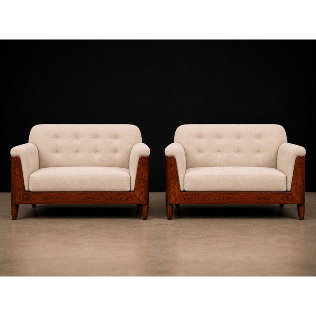 1960s Pair of Brazilian Modern Armchairs in Rosewood & Ivory Mohair, Jd Moveis, 1960s For Sale - Image 5 of 17
