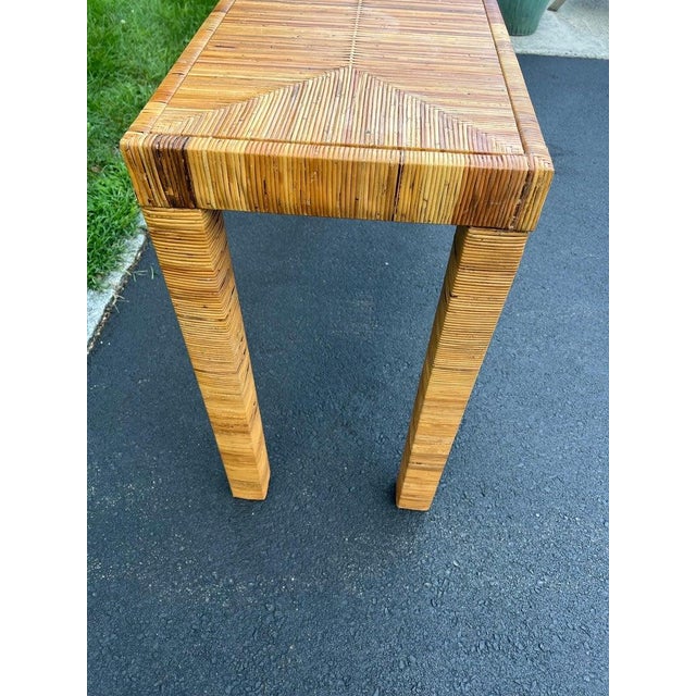 Billy Baldwin Style Wrapped Wicker Console Table With Minimalist Design For Sale - Image 11 of 18