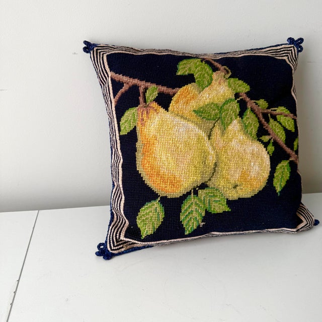 Pear Needlepoint Pillow For Sale - Image 4 of 8