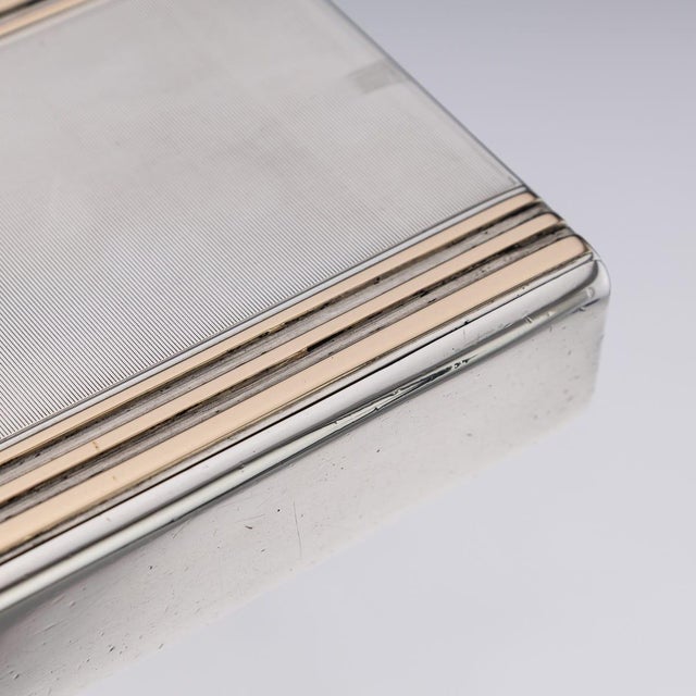 20th Century English Silver & 9k Gold Cigar Case from Cartier of New Bond St, 1929 For Sale - Image 16 of 18