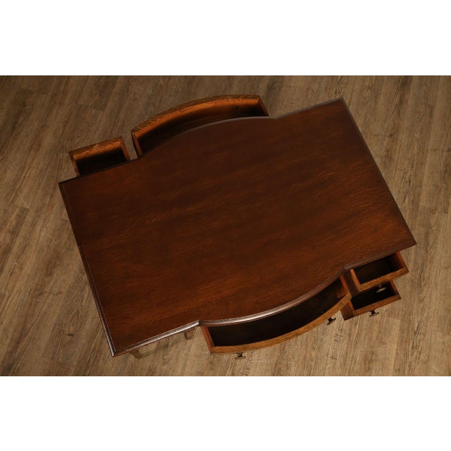 Antique Victorian Oak Partner's Writing Desk For Sale - Image 10 of 18