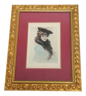 Helleu, Portrait of Mme Chéruit, Early 20th Century, Watercolor Lithograph