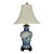 Mid Century Chinese Blue and White Hand Painted Floral Porcelain Table Lamp on Ming Style Rosewood Stand For Sale