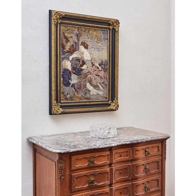 Hand-Woven Tapestry with Romantic Scene in Gilded Frame For Sale - Image 10 of 10