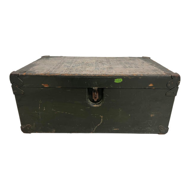 1950s Vintage Industrial Military Foot Locker With Tray Chairish