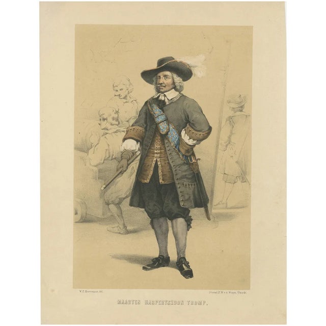 Maarten Harpertszoon Tromp, Dutch Admiral, 1800s, Lithograph For Sale