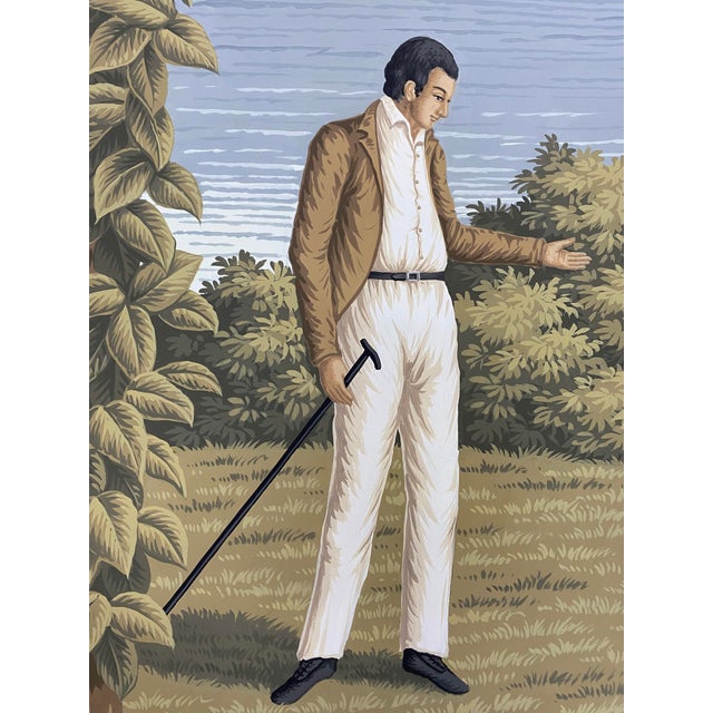 Green Monuments of Paris, Hand-Painted Wallpaper For Sale - Image 8 of 12