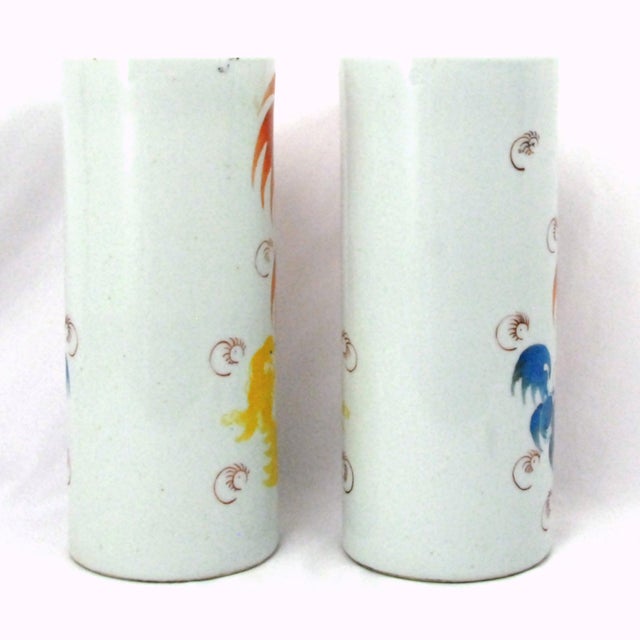 Mirror Pair of Cylindrical Vases/Hat Stands With Red Foo Lions With Other Colors For Sale - Image 4 of 11