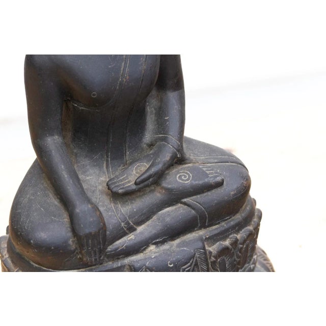 Metal Captivating Metal Buddha With Patinated Finish For Sale - Image 7 of 12