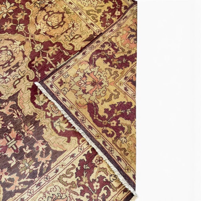 Vintage Sivas Rug 9x12 – Turkish Rug With Floral Lattice Design in Beige, Brown & Maroon For Sale - Image 4 of 5