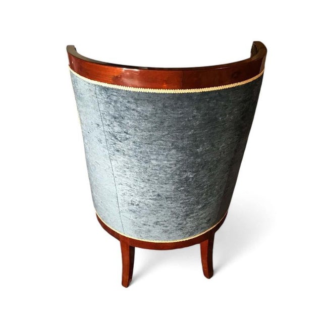 Blue French Empire Barrel Chairs, 1800s, Set of 2 For Sale - Image 8 of 9