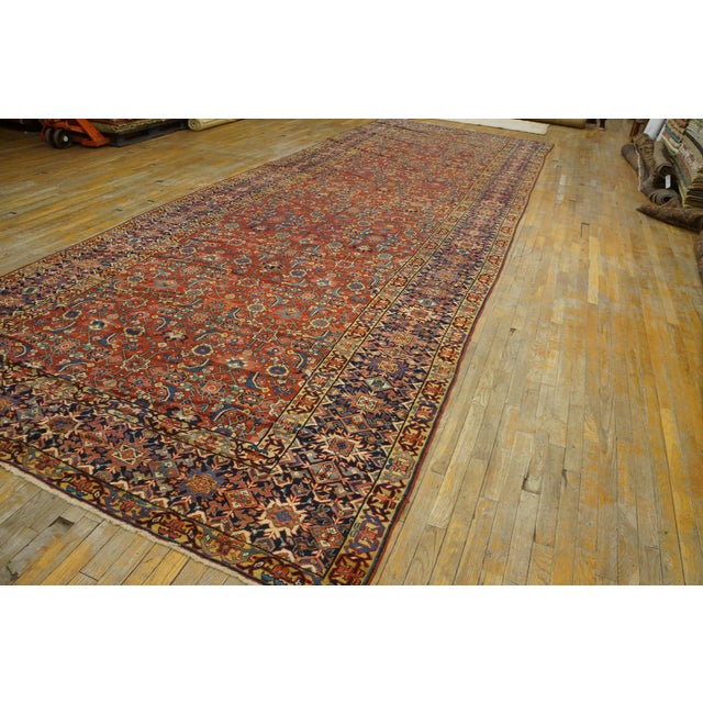 Persian 1840s Red Herati Floral Antique n.w. Persian Gallery Rug 7'6" X 23' Handknotted Wool Carpet For Sale - Image 3 of 14