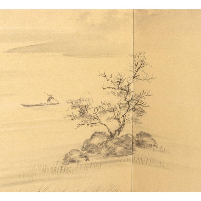 Japanese Four-Panel Byobu Screen For Sale - Image 4 of 10