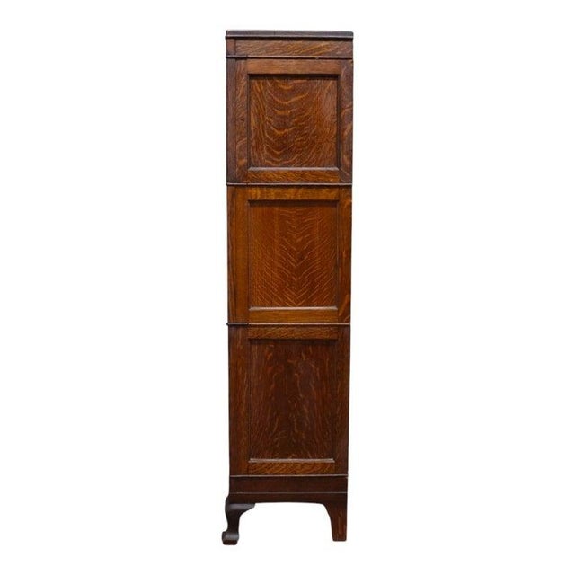 Arts & Crafts Macey Oak 3-Stack Barrister Bookcase Signed C1920 For Sale - Image 10 of 13