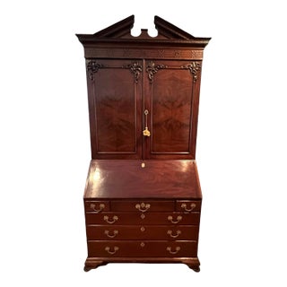 Late 18th Century George III Burled Walnut Secretary For Sale