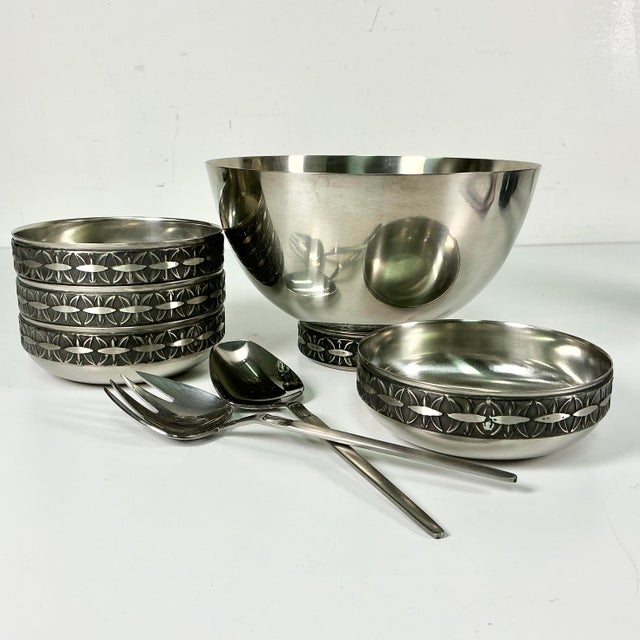 1970s Mid-Century Danish Modern Gustavia Boho Chic Swedish Salad Bowls Set - 7 Pieces For Sale - Image 6 of 18