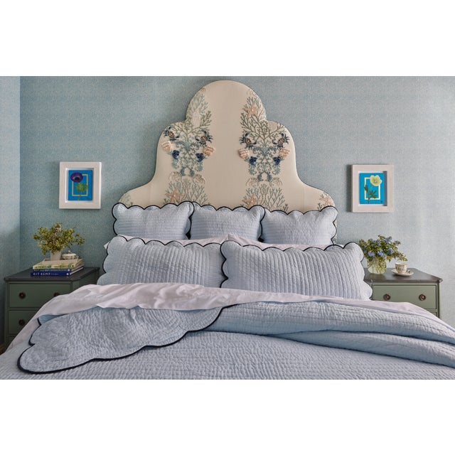 Shabby Chic Kassatex x Chairish Quilted Scallop Queen Coverlet, Blue/Navy For Sale - Image 3 of 7