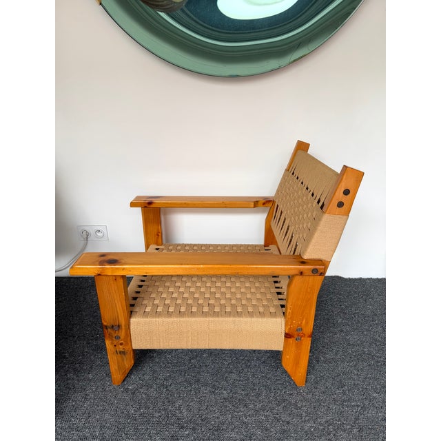 Mid-Century Modern Pair of Wood and Rope Armchairs, Italy, 1970s For Sale - Image 13 of 13
