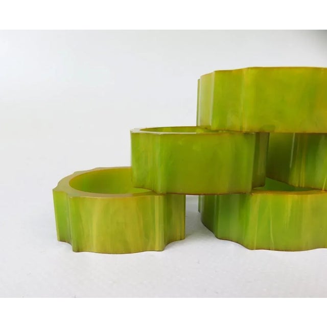 Chartreuse Art Deco Catalin Napkin Rings in Green Amber, Set of 6 For Sale - Image 8 of 18