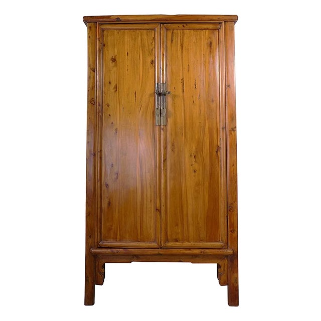 Late 19th Century Antique Chinese Cypress Wood Armoire, Wardrobe For Sale