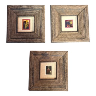 3 Original Miniature 70’s Abstract Paintings- Set of Three For Sale