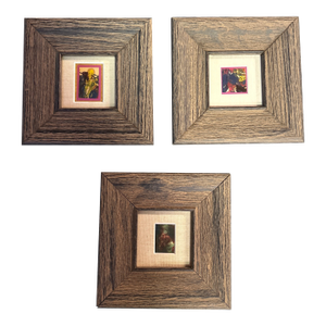 3 Original Miniature 70’s Abstract Paintings- Set of Three